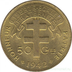 Монета. Французская Экваториальная Африка. 50 сантимов 1942 год.
