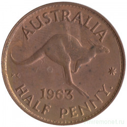 Монета. Австралия. 1/2 пенни 1963 год. 