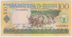 Банкнота. Руанда. 100 франков 2003 год. Тип B.