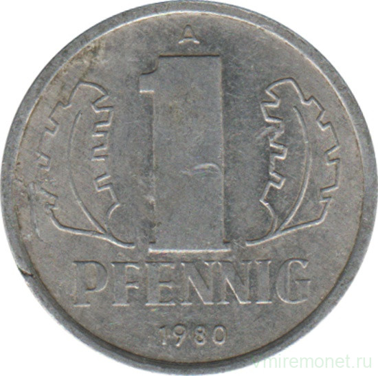 Монета. ГДР. 1 пфенниг 1980 год.