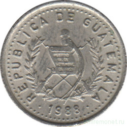 Монета. Гватемала. 5 сентаво 1988 год.
