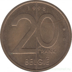 Монета. Бельгия. 20 франков 1998 год. BELGIE.