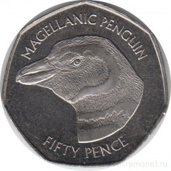 Монета. Фолклендские острова. 50 пенсов 2018 год. Магеланов пингвин.