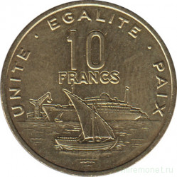Монета. Джибути. 10 франков 2010 год.