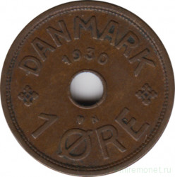 Монета. Дания. 1 эре 1930 год.