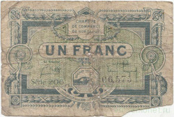 Банкнота. Франция. Бордо. 1 франк 1923 год.
