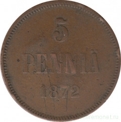 Монета. Русская Финляндия. 5 пенни 1872 год.
