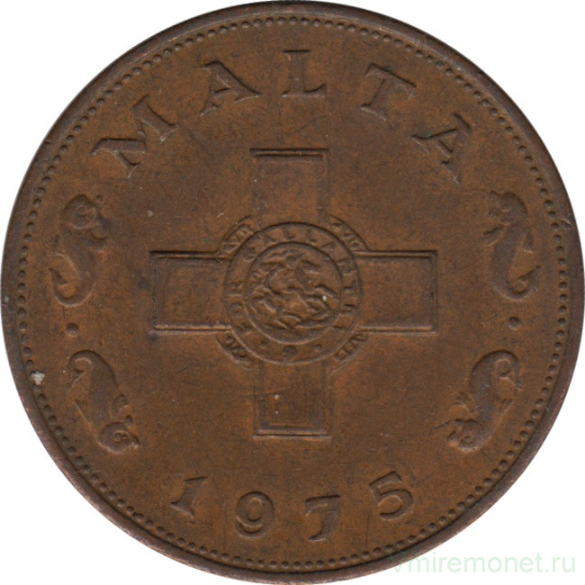 Монета. Мальта. 1 цент 1975 год.