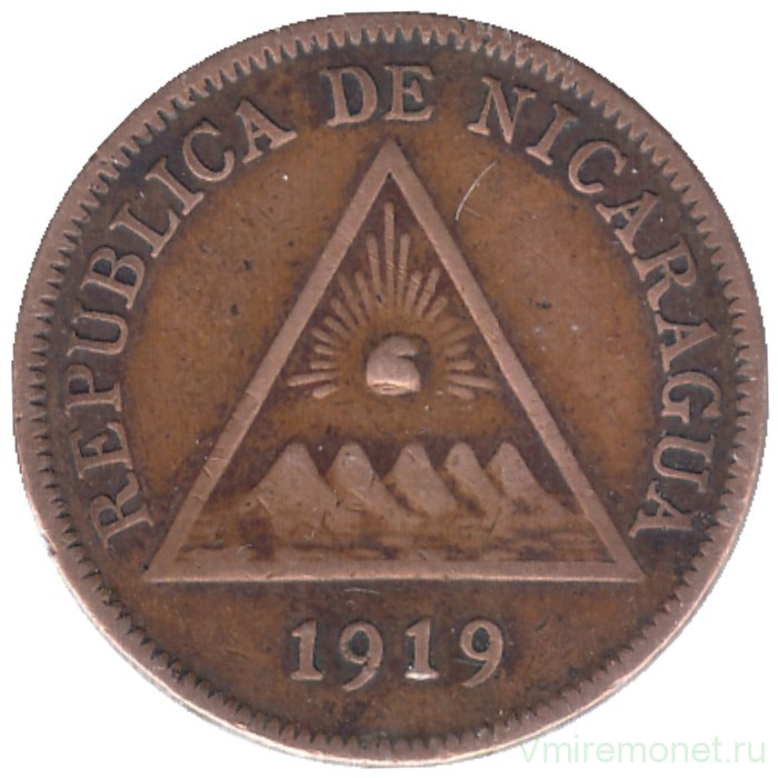 Монета. Никарагуа. 1 сентаво 1919 год.