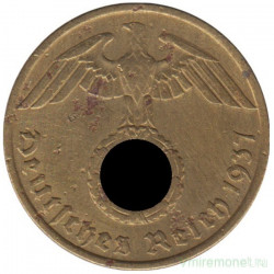 Монета. Германия. Третий Рейх. 10 рейхспфеннигов 1937 год. Монетный двор - Гамбург (J).