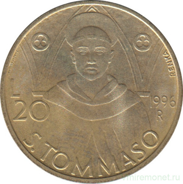 Монета. Сан-Марино. 20 лир 1996 год. Апостол Фома.