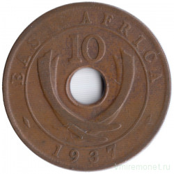 Монета. Британская Восточная Африка. 10 центов 1937 год.