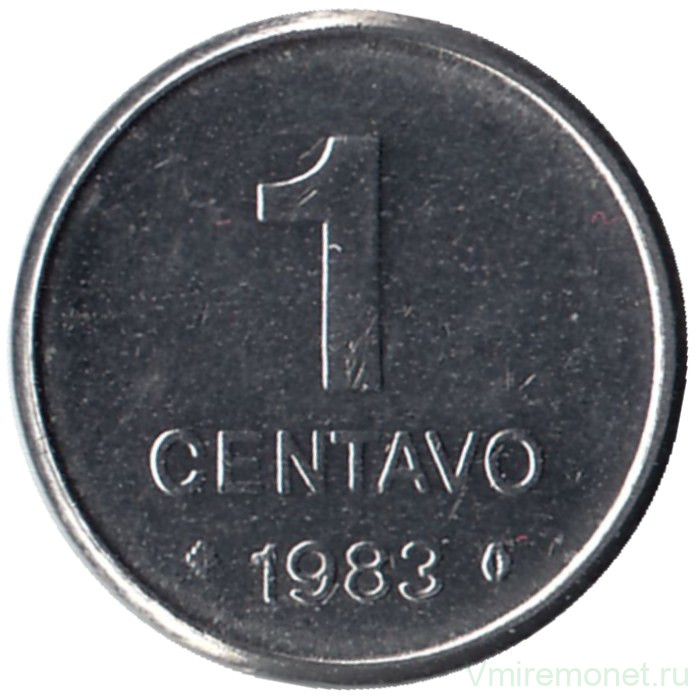 Монета. Бразилия. 1 сентаво 1983 год.