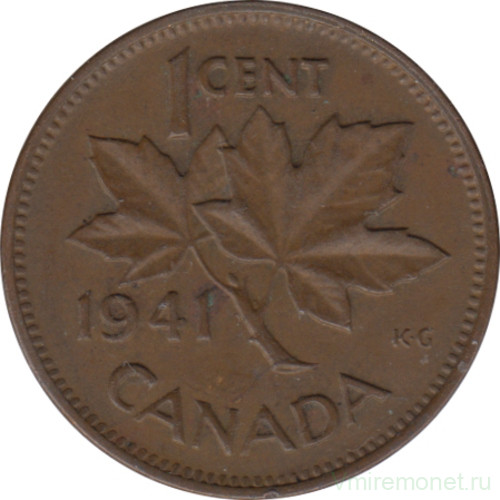 Монета. Канада. 1 цент 1941 год.