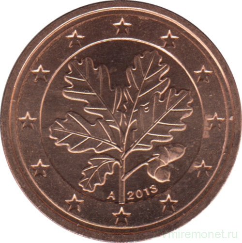 Монета. Германия. 2 цента 2013 год. (A).