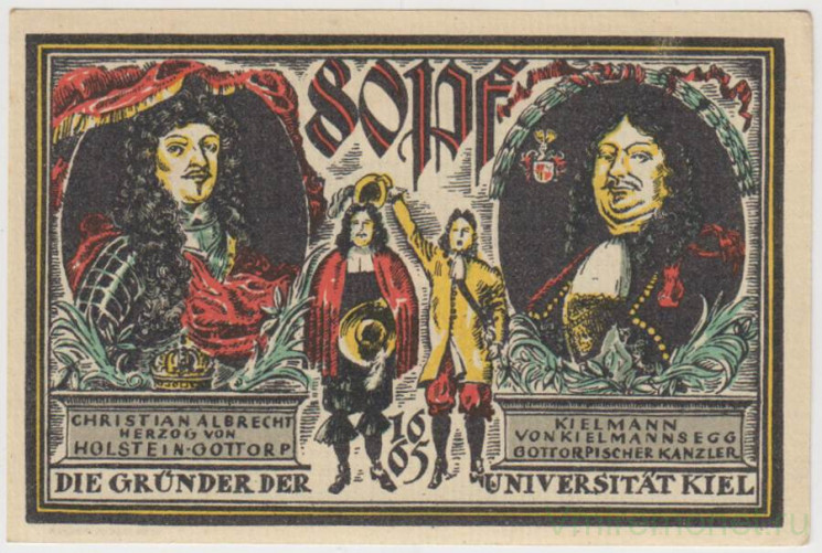 Бона. Нотгельд. Германия. Город Киль. 80 пфеннигов 1921 год. Вариант 696.2.а.2.2.