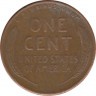Монета. США. 1 цент 1949 год. Монетный двор S. рев.