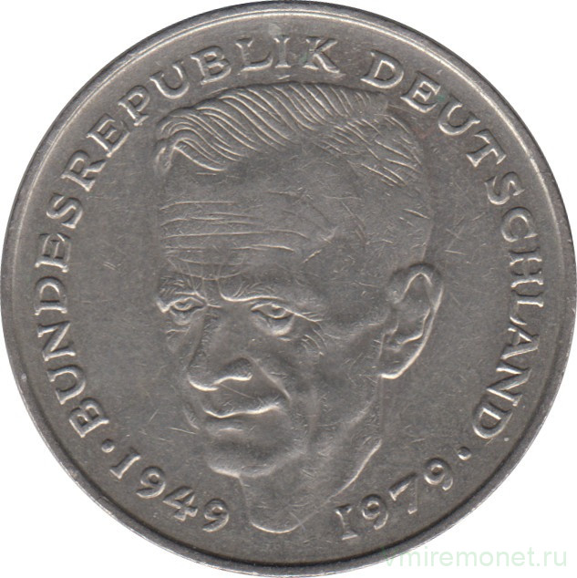 Монета. ФРГ. 2 марки 1984 год. Курт Шумахер. Монетный двор - Мюнхен (D).