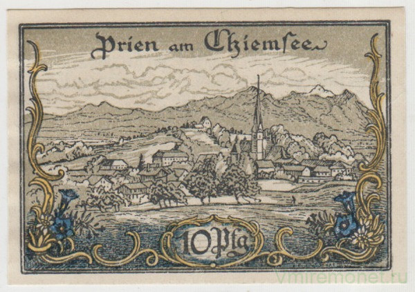 Бона. Нотгельд. Германия. Общество города Приен. 10 пфеннигов 1920 год. Вариант 1074.2.а.1.