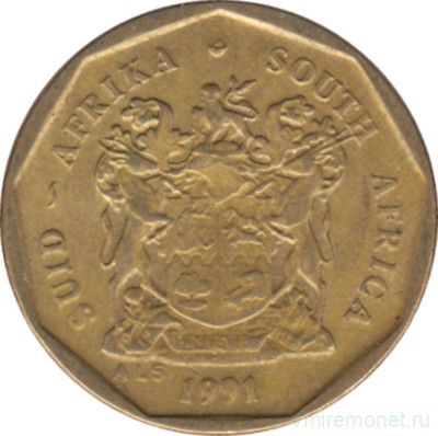 Монета. Южно-Африканская республика (ЮАР). 10 центов 1991 год.