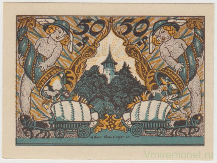 Бона. Нотгельд. Германия. Город Зоннеберг. 50 пфеннигов 1921 год. Вариант 1244.1.а.3.