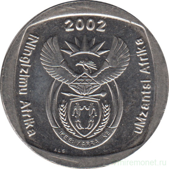 Монета. Южно-Африканская республика (ЮАР). 2 ранда 2002 год.
