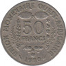 Монета. Западноафриканский экономический и валютный союз (ВСЕАО). 50 франков 1990 год. ав.