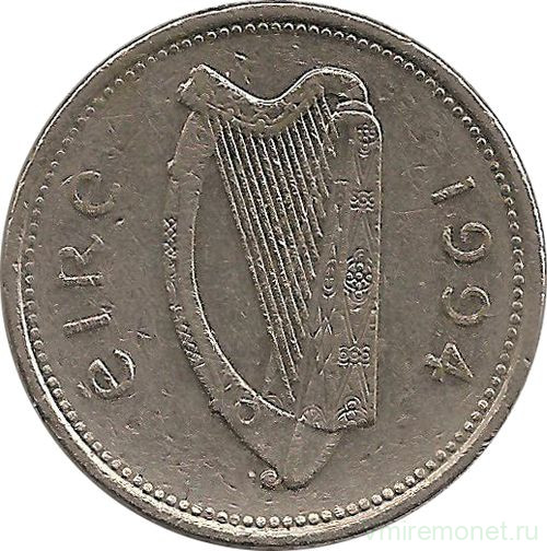 Монета. Ирландия. 10 пенсов 1994 год.