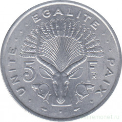 Монета. Джибути. 5 франков 1977 год.