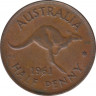 Монета. Австралия. 1/2 пенни 1961 год. ав.