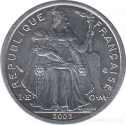Монета. Французская Полинезия. 1 франк 2003 год.