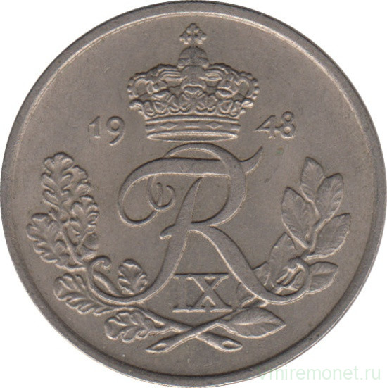 Монета. Дания. 25 эре 1948 год.