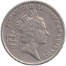 Монета. Гернси. 10 пенсов 1992 год.