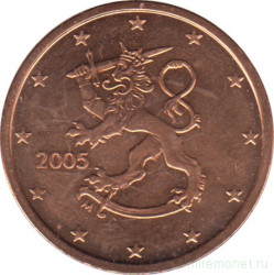 Монета. Финляндия. 2 цента 2005 год.