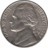  Монета. США. 5 центов 1996 год. Монетный двор D. ав.