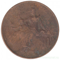 Монета. Франция. 10 сантимов 1906 год. 