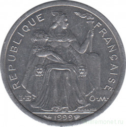 Монета. Новая Каледония. 2 франка 1999 год.