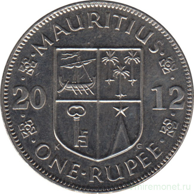 Монета. Маврикий. 1 рупия 2012 год.