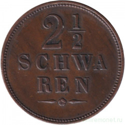 Монета. Германия. Бремен. 2 1/2 шварена 1861 год.