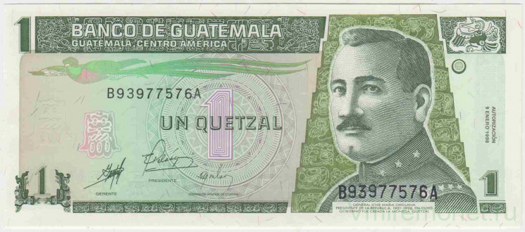Банкнота. Гватемала. 1 кетцаль 1998 год. Тип 99.