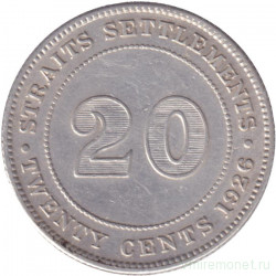 Монета. Стрейтс Сетлментс. 20 центов 1926 год.