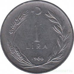 Монета. Турция. 1 лира 1966 год.