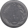  Монета. Турция. 1 лира 1966 год. ав.