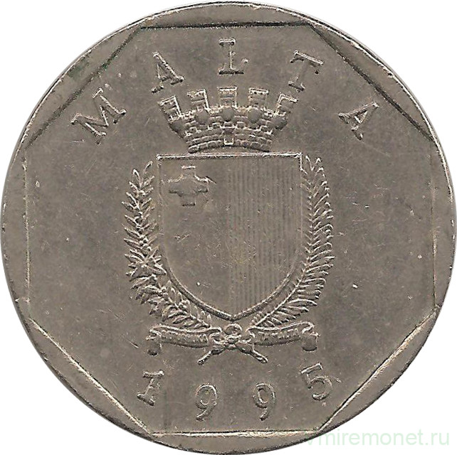 Монета. Мальта. 50 центов 1995 год.