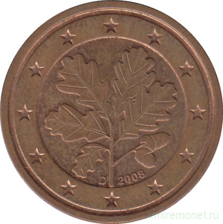 Монета. Германия. 2 цента 2008 год. (D).