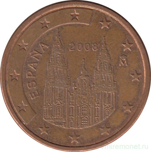 Монета. Испания. 5 центов 2008 год.