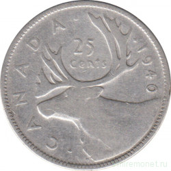 Монета. Канада. 25 центов 1940 год.