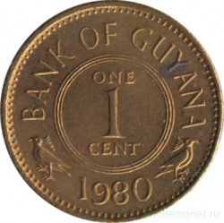 Монета. Гайана. 1 цент 1980 год.