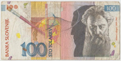 Банкнота. Словения 100 толаров 1992 год.