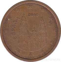 Монета. Испания. 2 цента 2010 год.